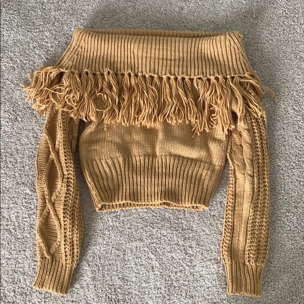 Fringe off the shoulder top